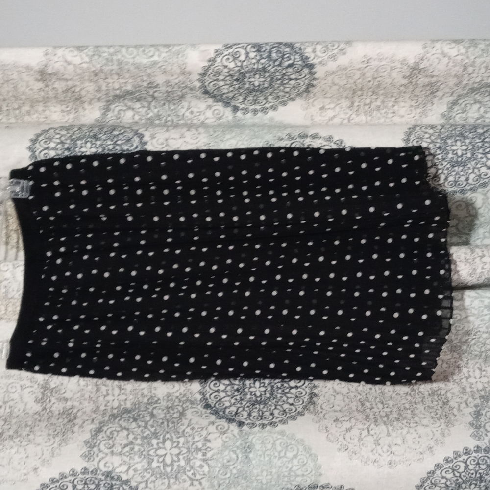 Black and white pleated skirt, with liner.  White polka dots. From Target